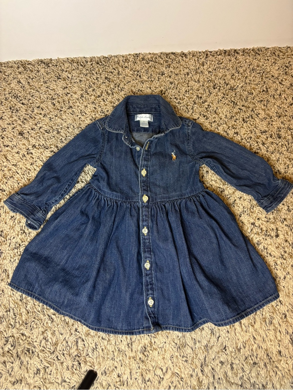 Ralph Lauren Girls' Denim Button-Front Dress Jacket - Navy